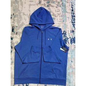Polo Ralph Lauren Blue Cotton Full Zip Hooded Hoodie Men's XXL Logo Pockets
